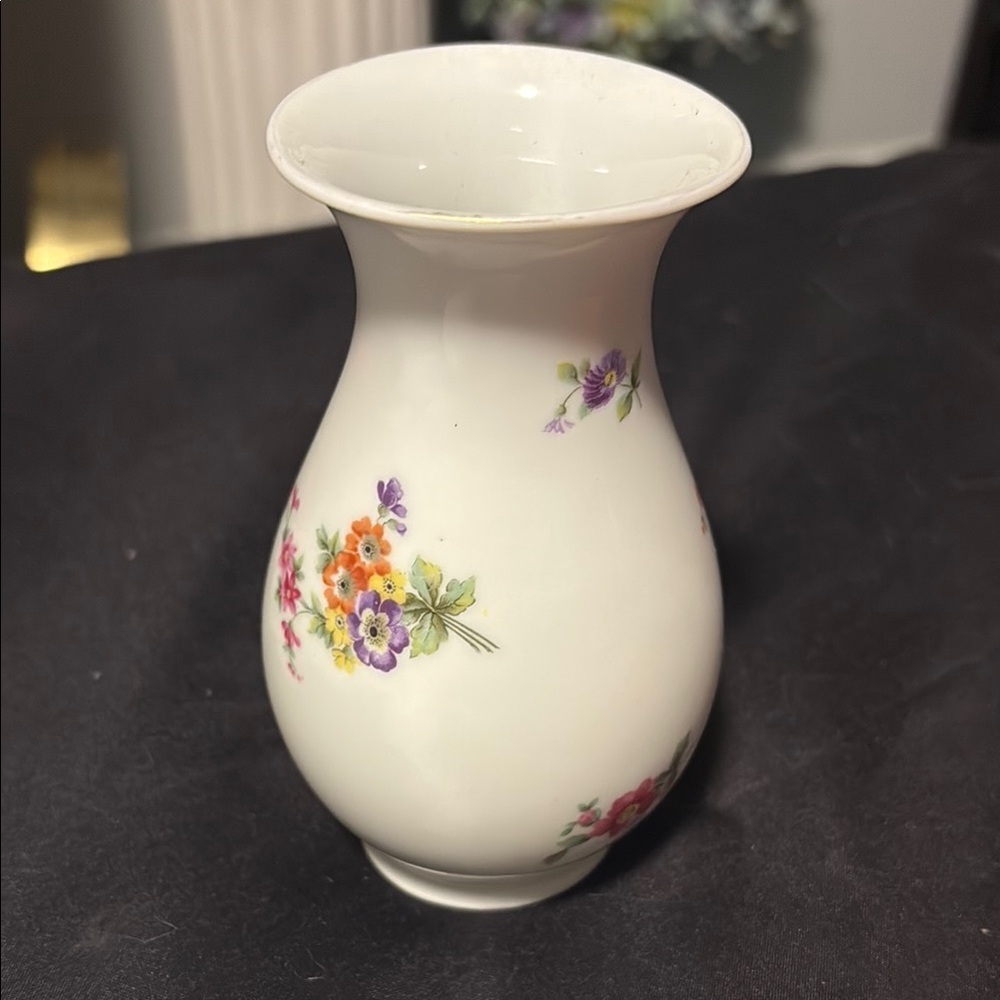 Rosenthal White Vase with Elegant Floral Accents